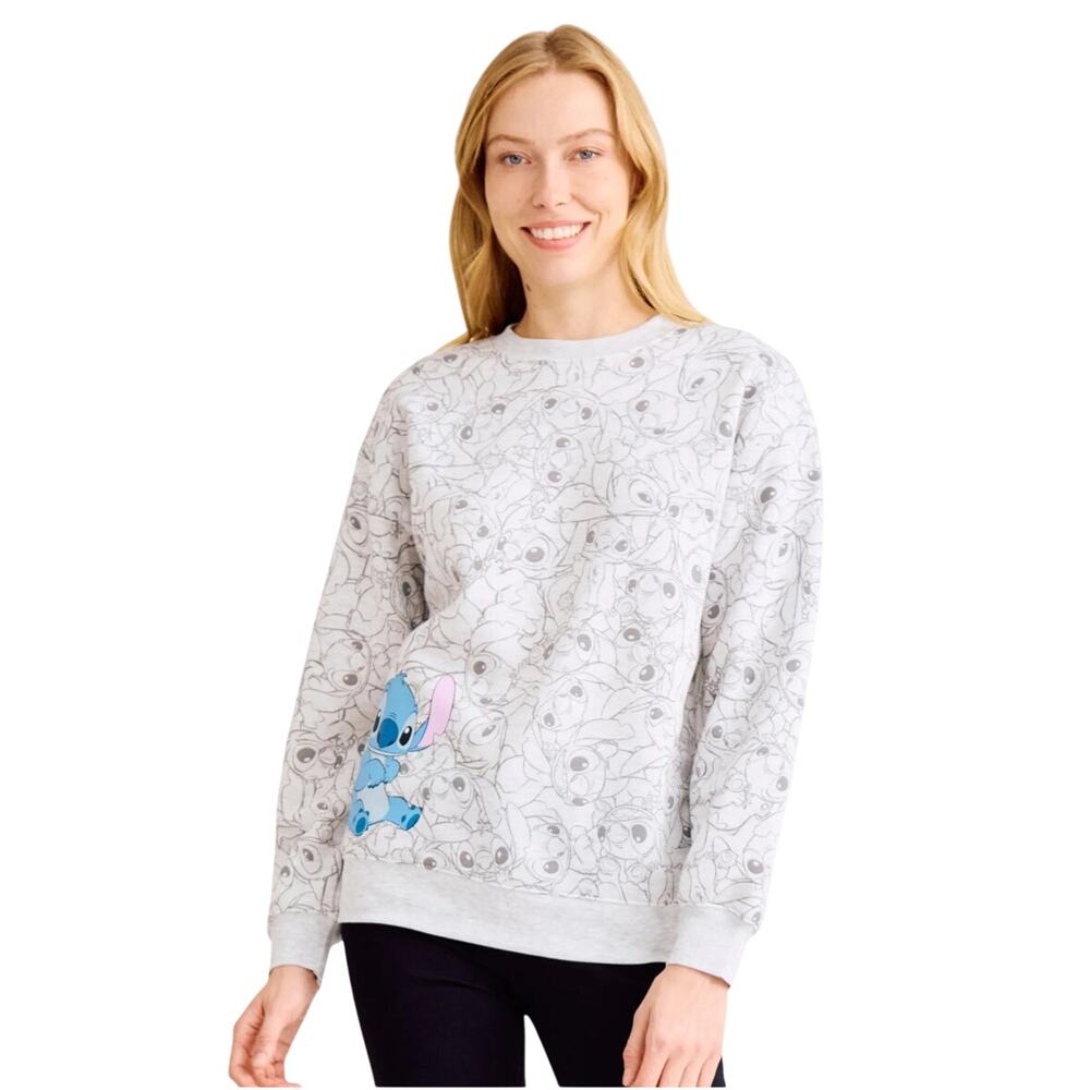 Disney Stitch Women's Allover Graphic Sweatshirt, Sizes XS 0-2 NWT
